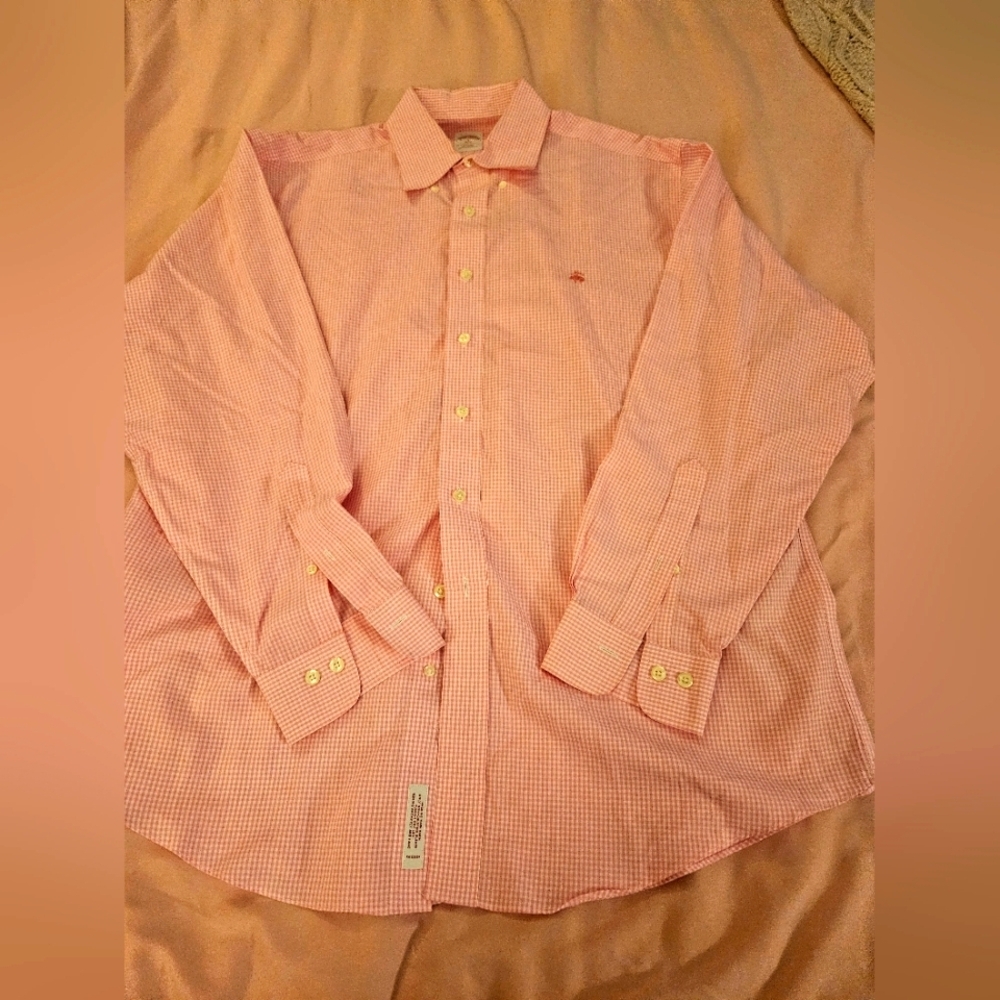 Brooks Brother Men's Pink Checkered Shirt L‎